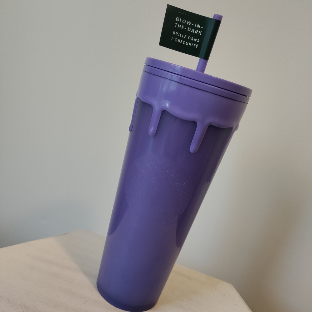 Starbucks Tumbler GLOW-IN-THE-DARK Purple Slime Halloween 2025 Cold Cup & Straw - Picture 3 of 11